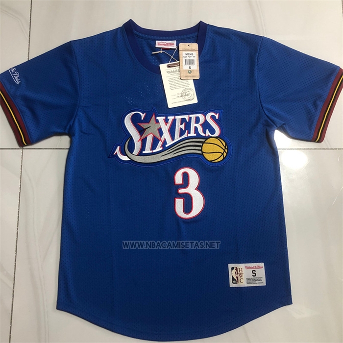 Camiseta Manga Corta Philadelphia 76ers Allen Iverson NO 3 Azul